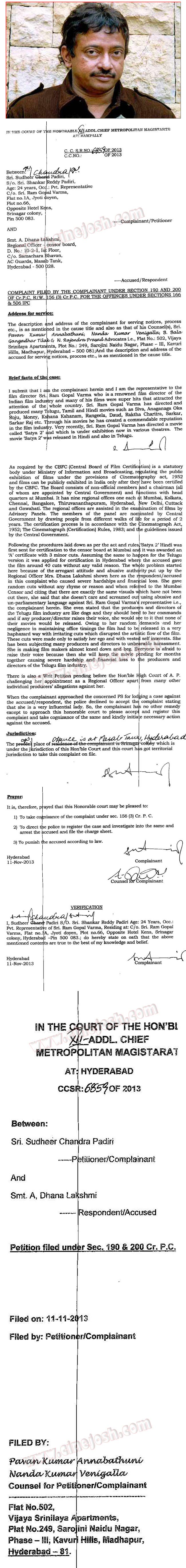 ramgopal varma fiked the case on censor members,satya 2 promotion,rgv case filed  ramgopal varma fiked the case on censor members, satya 2 promotion, rgv case filed